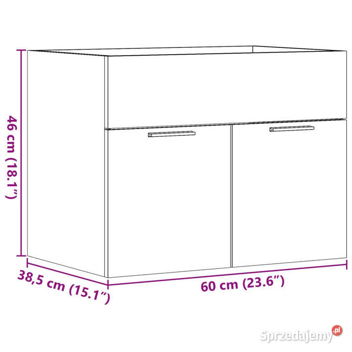 Szafka pod umywalkę dąb sonoma 60x385x46 płyta Warszawa