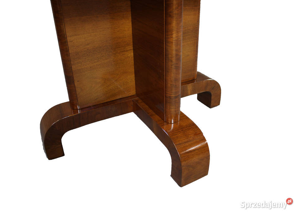 Okrągły stół gabinetowy art deco Piękny fornir Meble Antyki, Sztuka, Kolekcje Zielonka