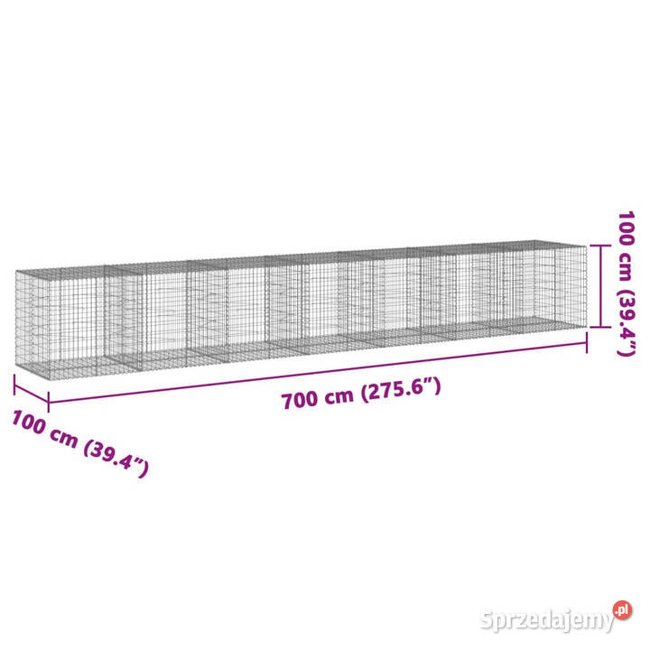 Kosz gabionowy z pokrywą 700x100x100 Warszawa