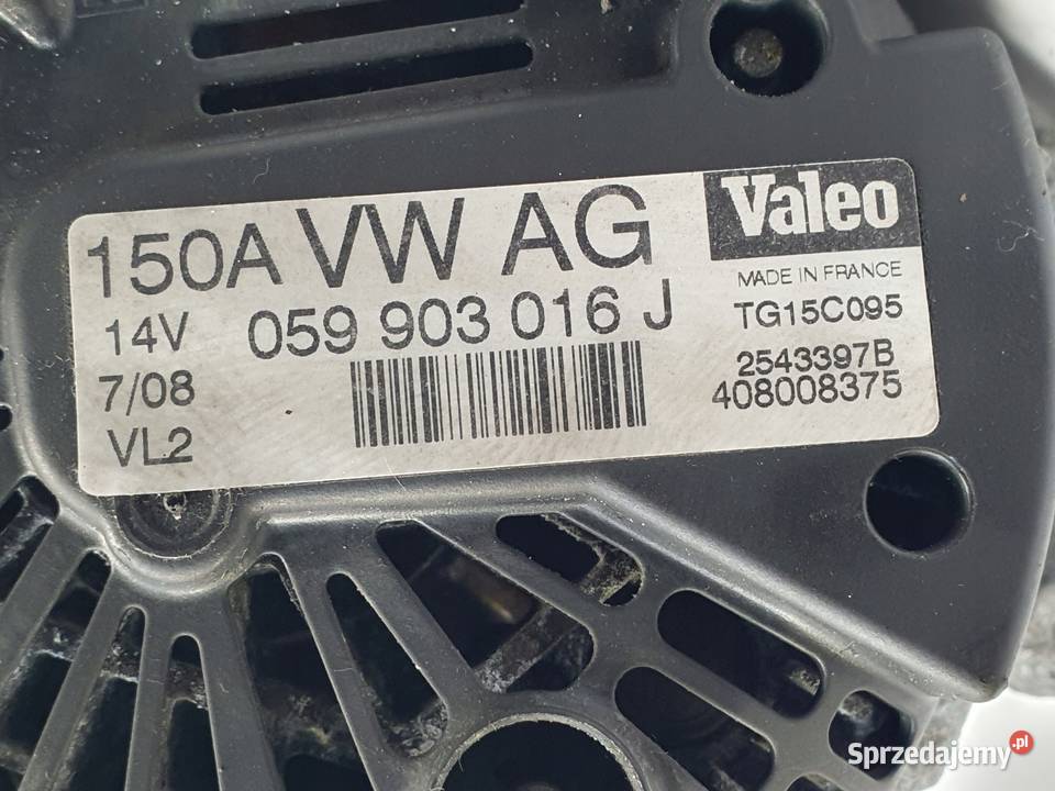 ALTERNATOR Audi A4 B8 27 TDI V6 valeo 059903016J osobowe Układ elektryczny silnika Chełm