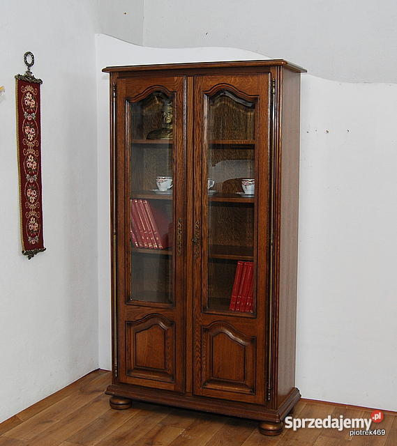 DĘBOWA BIBLIOTECZKA REGAŁ BIBLIOTEKA WITRYNA Antyki, Sztuka, Kolekcje Świdnica