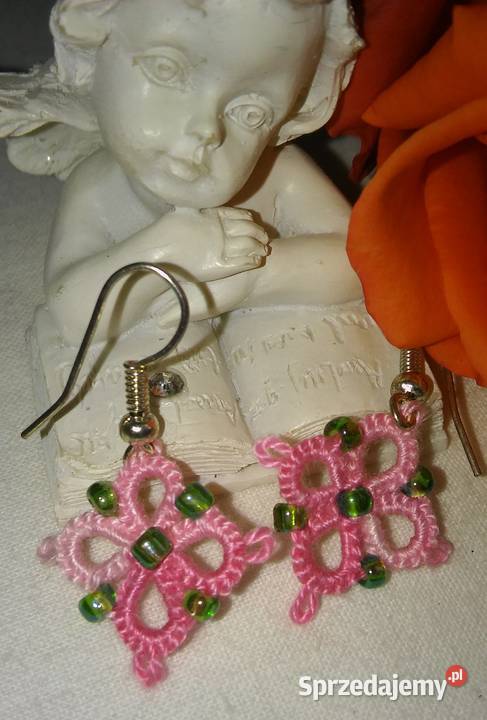 Kolczyki frywolitkowe Wiśniowa