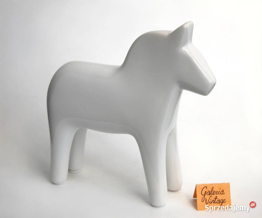 Koń szwedzki porcelana biały konik figurka Lublin
