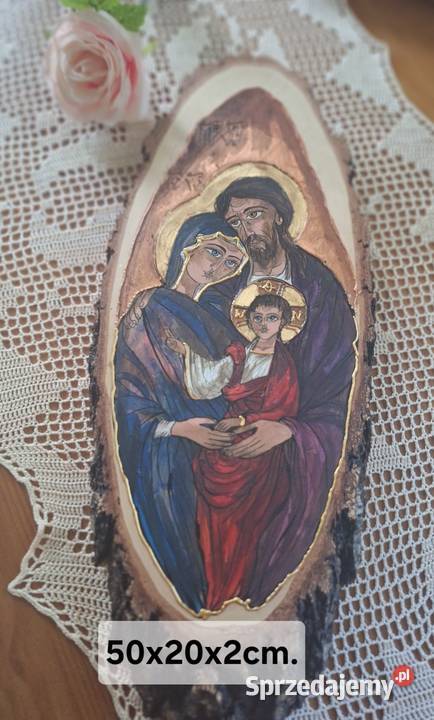 Obraz św Rodziny malowany na ukośnym plastrze podkarpackie
