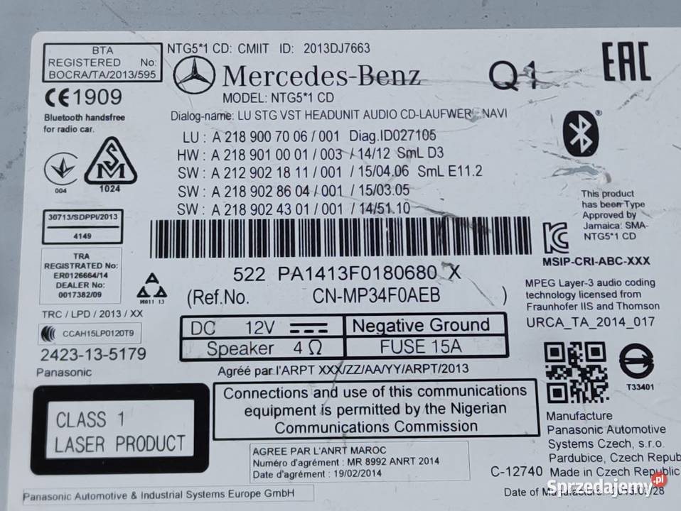 Radio CD Nawigacja plus Karta Mercedes W212 Lift Pleszew