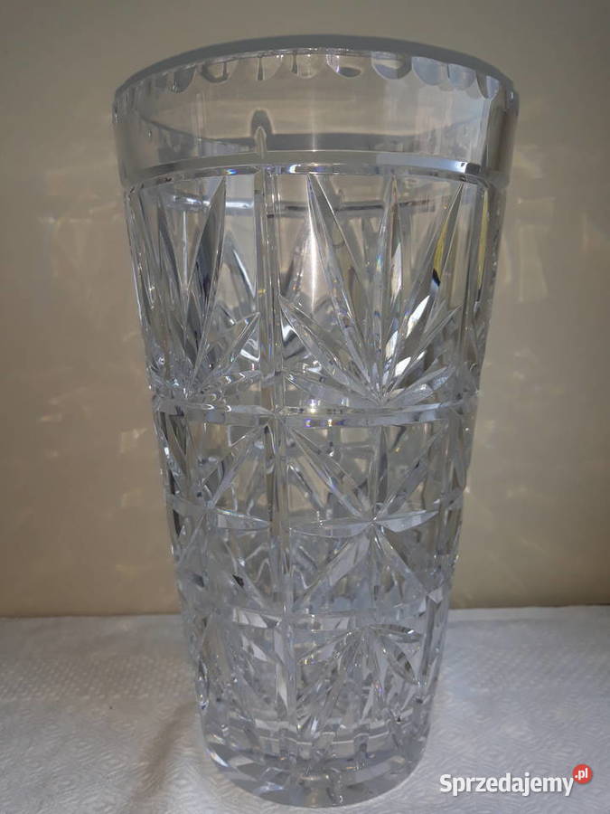 duży wysoki kryształowy wazon ciężki kryształ