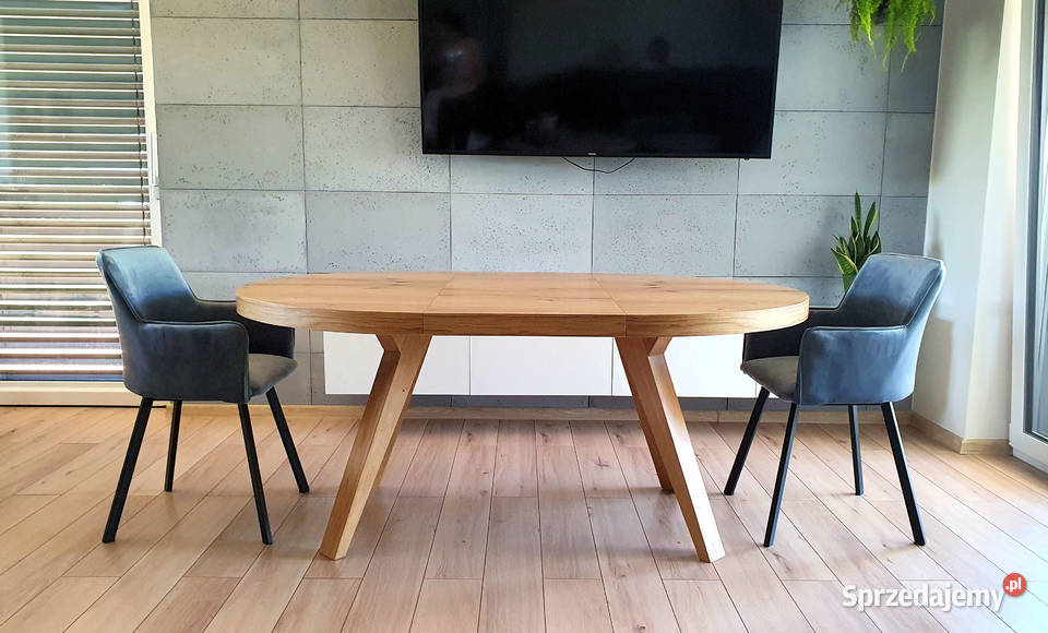 Nowoczesny stół dębowy okrągły rozkładany 2x50 podkarpackie Krosno