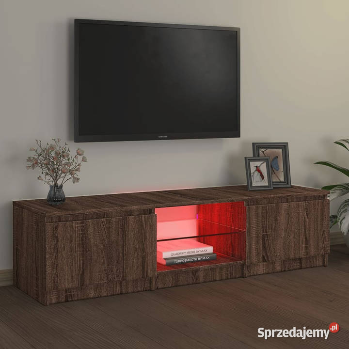 Szafka pod TV z LED brązowy dąb 140 x 40 x 355 Warszawa
