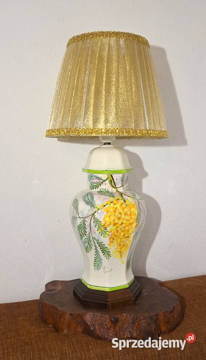 porcelanowa sygnowana ręcznie malowana lampa mazowieckie Warszawa