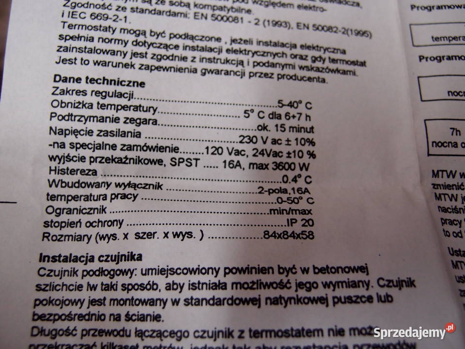 Termostat pokojowy elektroniczny Flash 060C z Łódź sprzedam