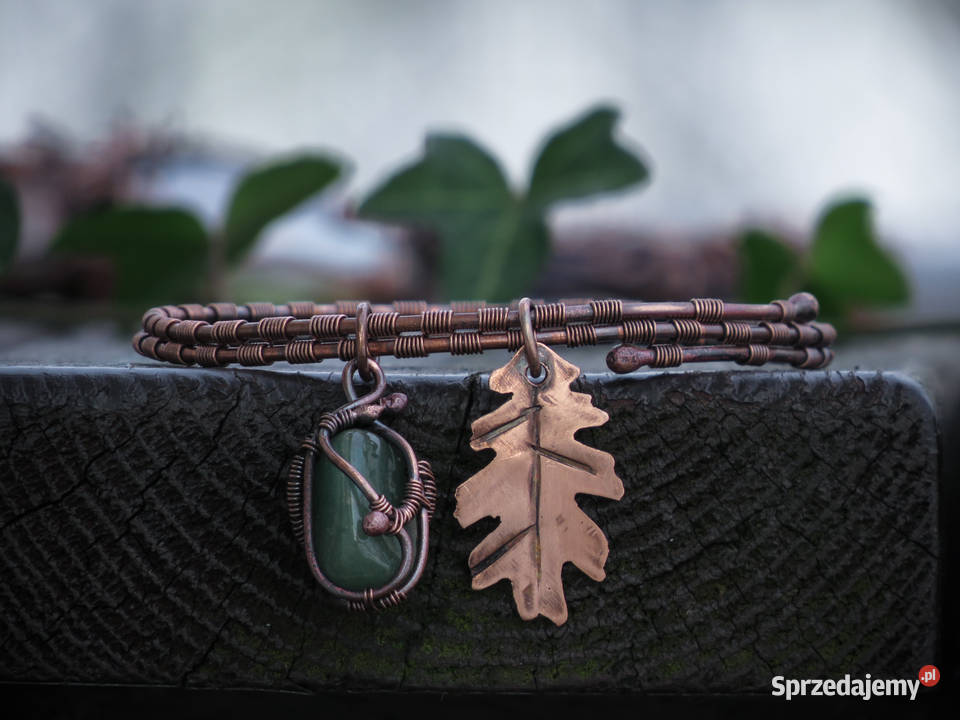 Unikatowa bransoletka liść dębu chalcedon Kraków