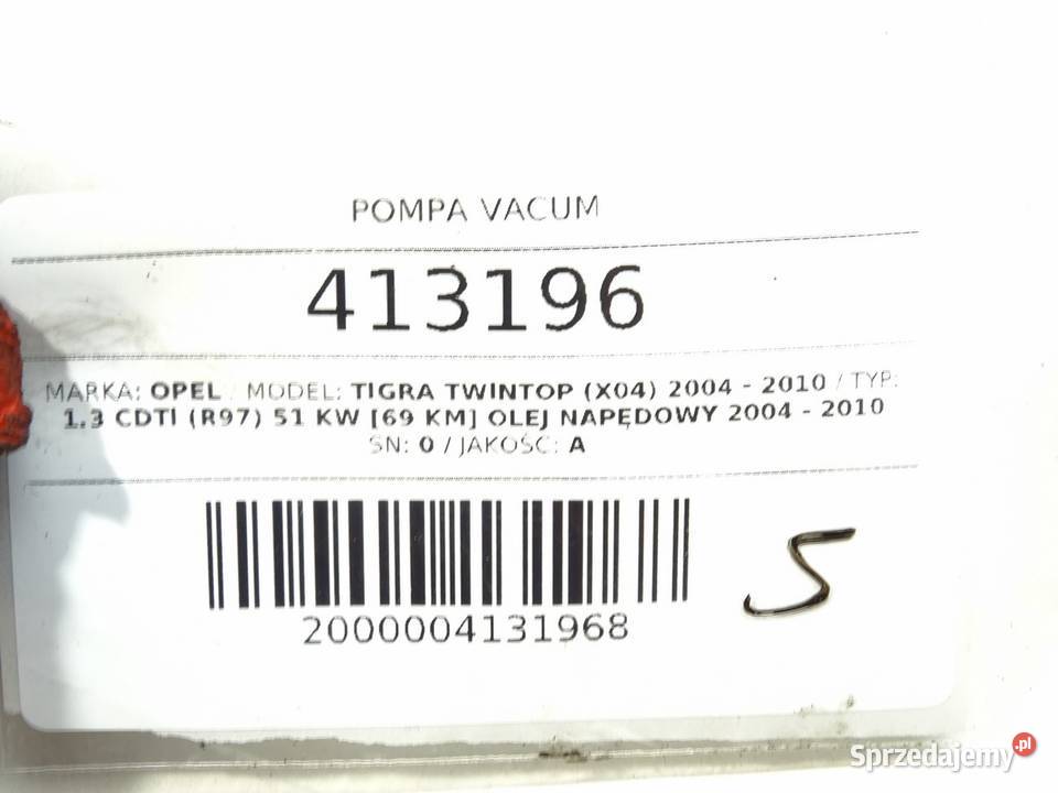 POMPA VACUM OPEL TIGRA TwinTop 13 69 0410 Zestawy naprawcze