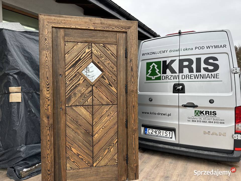 Drzwi drewniane OD RĘKI zewnętrzne szczotkowane ,postarzane