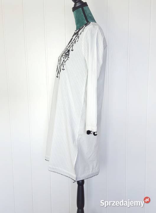Nowa tunika indyjska S 36 biała bawełna w paski biały Szczecin