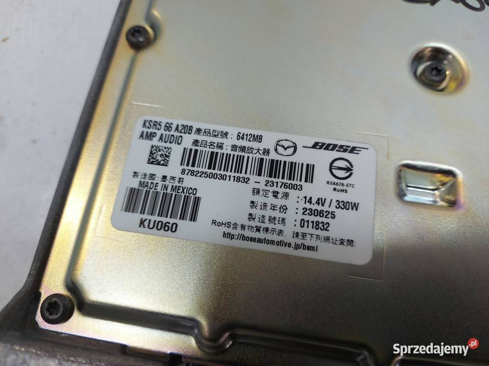 Mazda CX60 2023 głośniki bose wzmacniacz tuba Sprzęt audio fabryczny