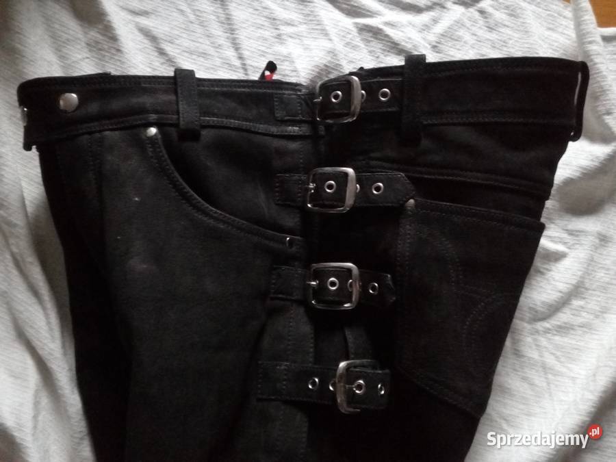 Spodnie skórzane motocyklowe MDM L nowe Lublin sprzedam