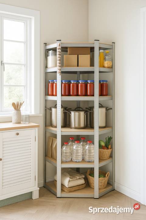 Regał magazynowy narożny metalowy srebrny 5 Regały warsztatowe Poznań