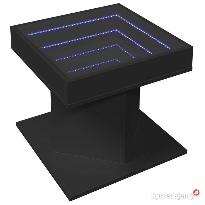 Stolik kawowy z LED czarny 50x50x45 materiał Warszawa