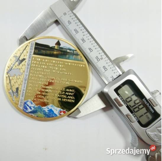 4 x Medal Moneta SZWAJCARIA ZŁOTO 50 mm Olbrzym śląskie Sosnowiec