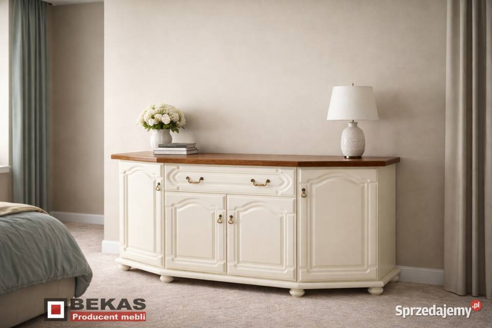 Stylowa Biała Prowansalska Komoda 120 Dębowy warmińsko-mazurskie Ełk