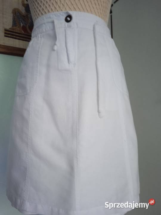 SPÓDNICZKA Z BIAŁEGO LNU DENIM CO r 42 biały Piła
