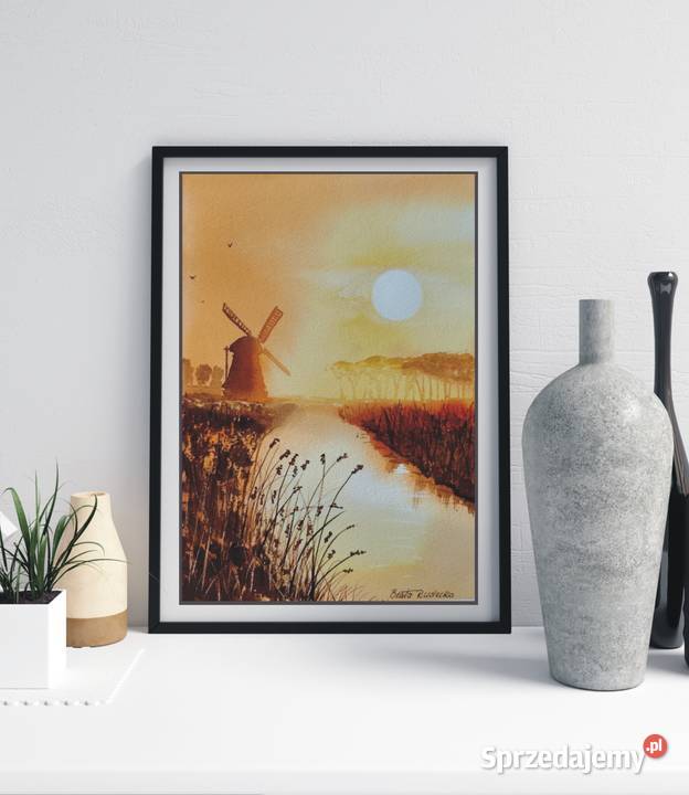 Akwarela Akwarelka Obraz pt W Krainie Wiatru mazowieckie Warszawa sprzedam