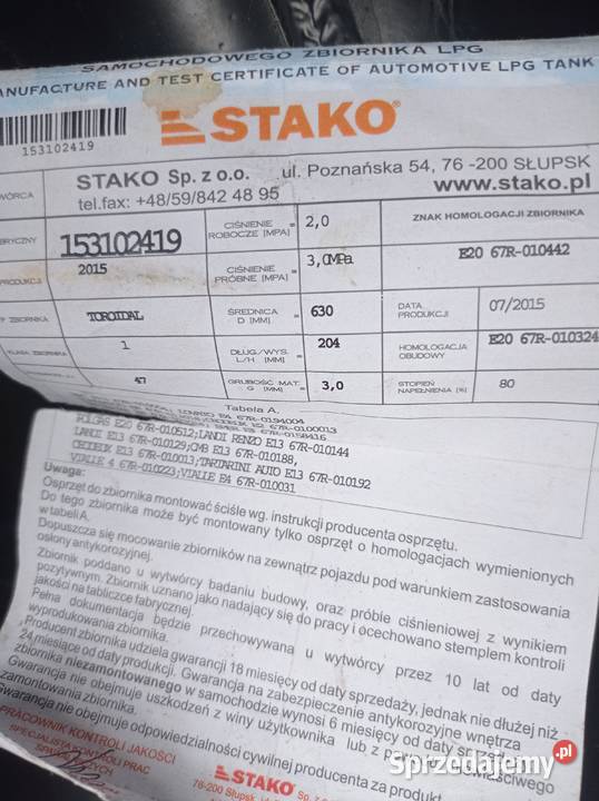 Butla gazowa 47l Samochody na części Wola Jachowa