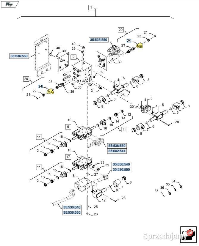 【Nico05】 Cewka elektrozaworu kombajnu New Holland 51605296 ORYGINAŁ