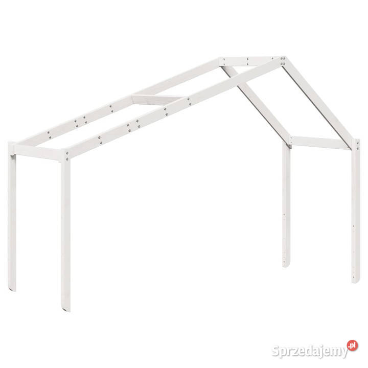 Łóżko z piętrem i daszkiem białe drewno sosnowe 205cm
