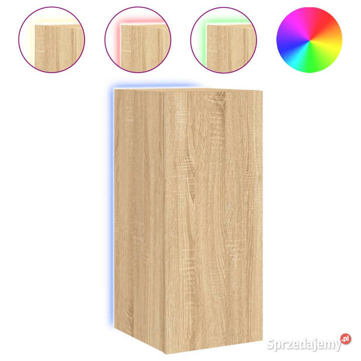 Ścienna szafka TV z LED dąb sonoma 305x35x70 mazowieckie Warszawa