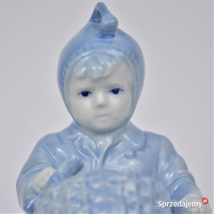 Dziecko z koszem art deco A Sinkó Zsolnay błękit Warszawa sprzedam