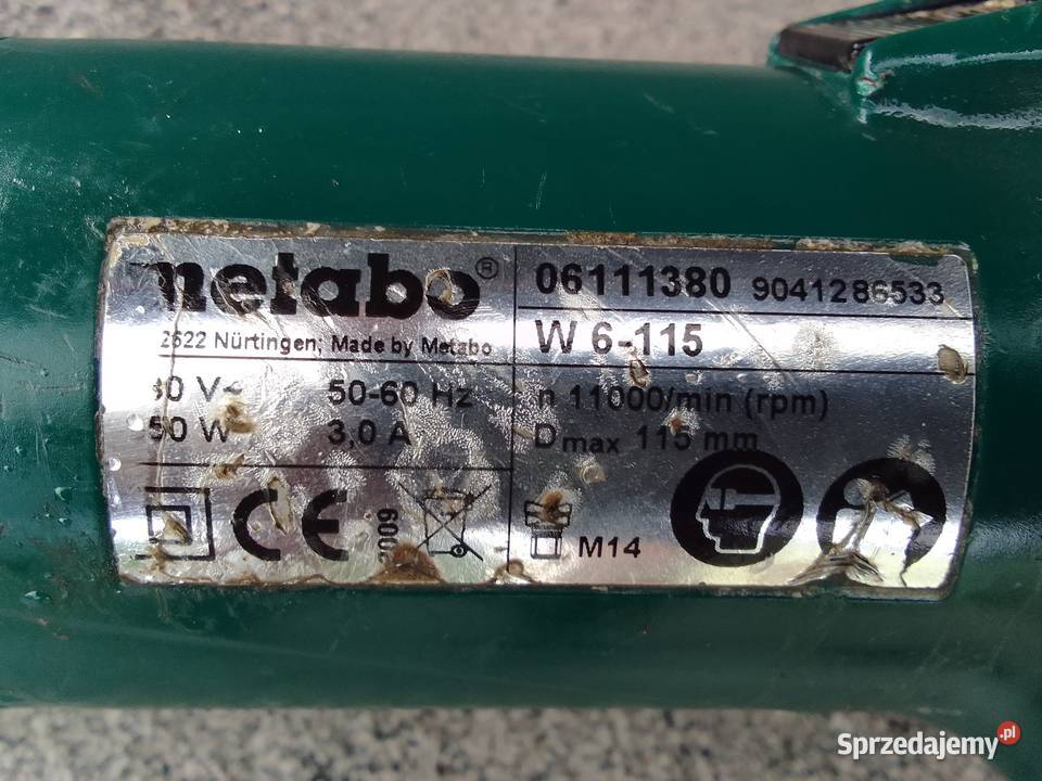 Szlifierka kątowa mała Metabo uszkodzona Ciechanowiec