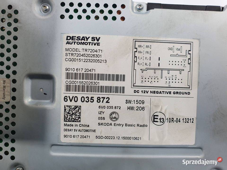 RADIO SKODA FABIA III 6V0035872 sprzedam