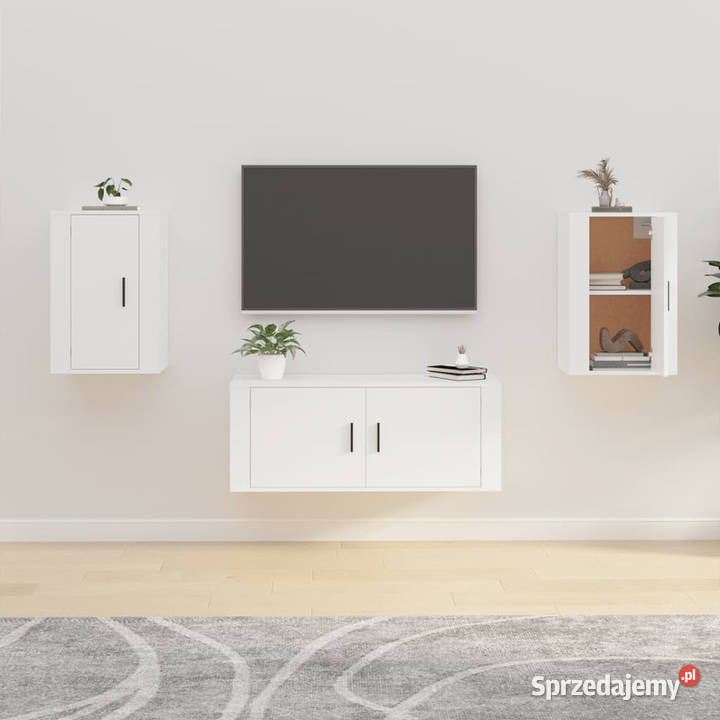 Wiszące szafki telewizyjne 2 białe 40x345x60 Warszawa sprzedam
