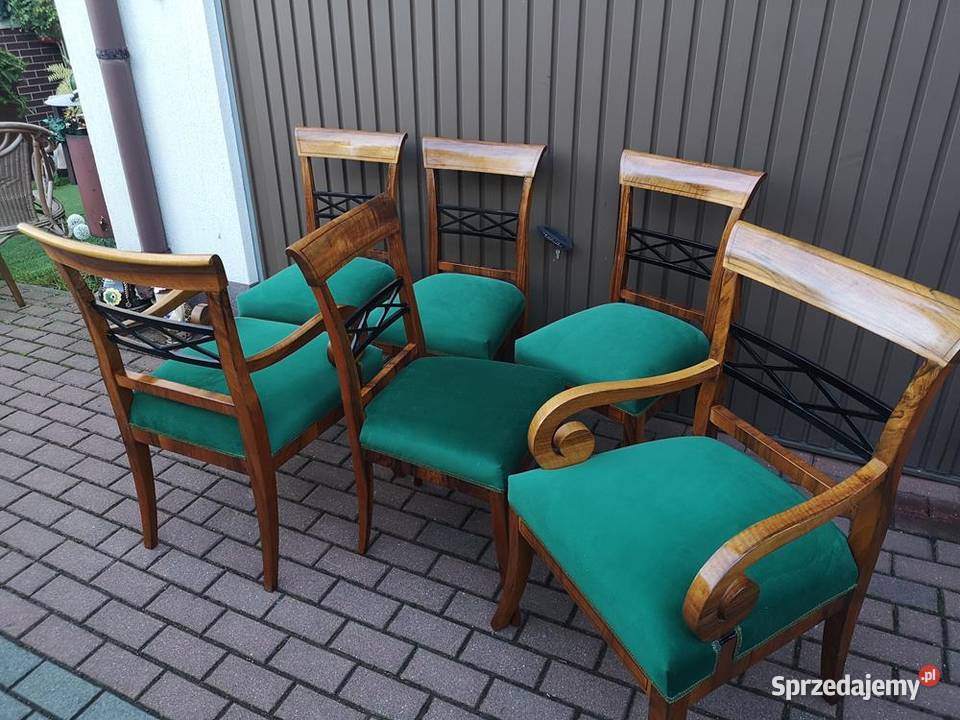 KrzesłaFotele Komplet Biedermeier Orzech Stare wielkopolskie Swarzędz
