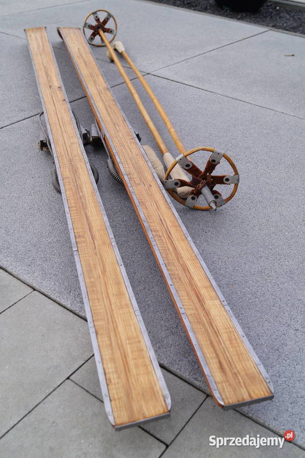 Stare narty drewniane 180 kijki Pruchnik