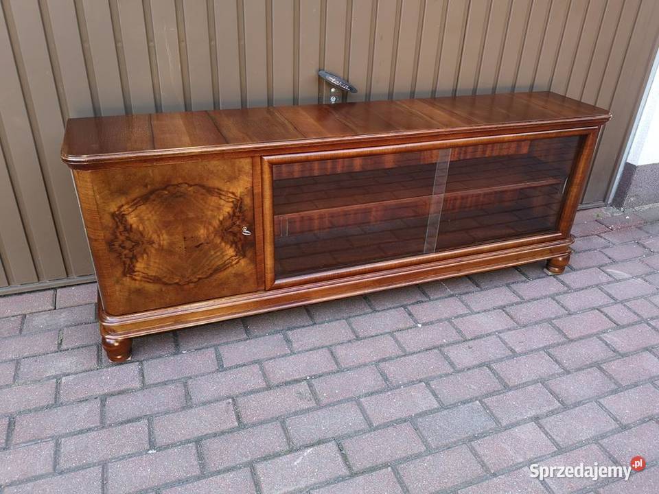 Komoda ARTDECO RTV Niska Orzech 156 Zgrabna Antyki, Sztuka, Kolekcje Swarzędz