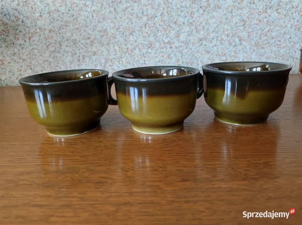 retro vintage antyk prl filiżanki Niewiedzielski zielony Kubki świętokrzyskie Kielce