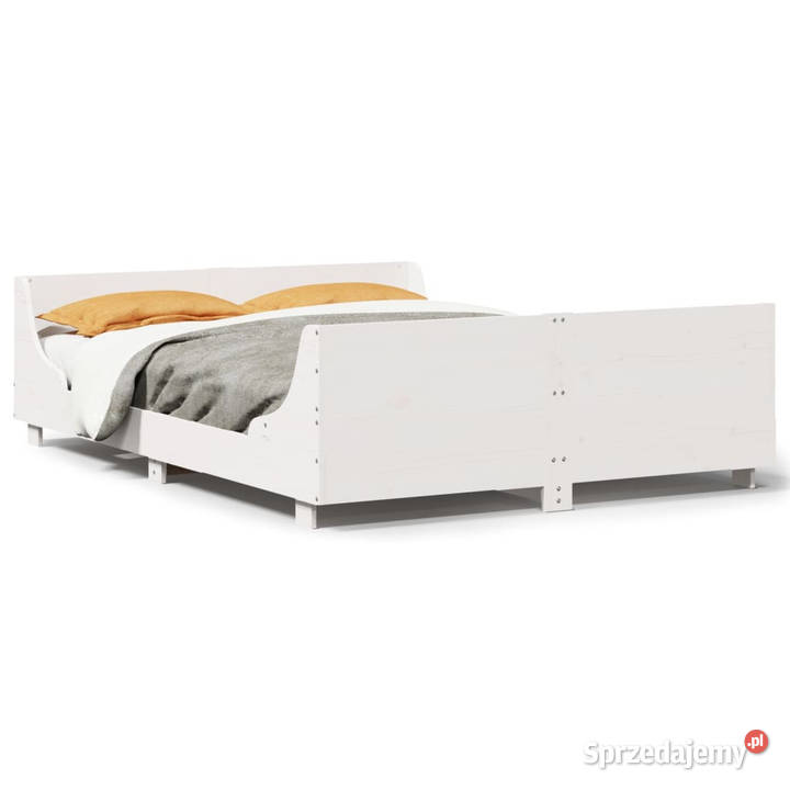 Rama łóżka bez materaca biała lite drewno 143cm Warszawa
