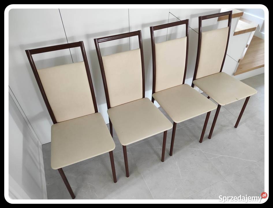 Krzesła metalowe z obiciem w eko skórze 4 sztuki Płock