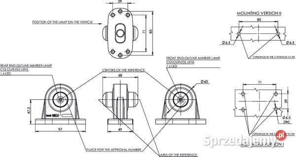 Lampa obrysowa LED prawa 1224V czerwona Kamionna