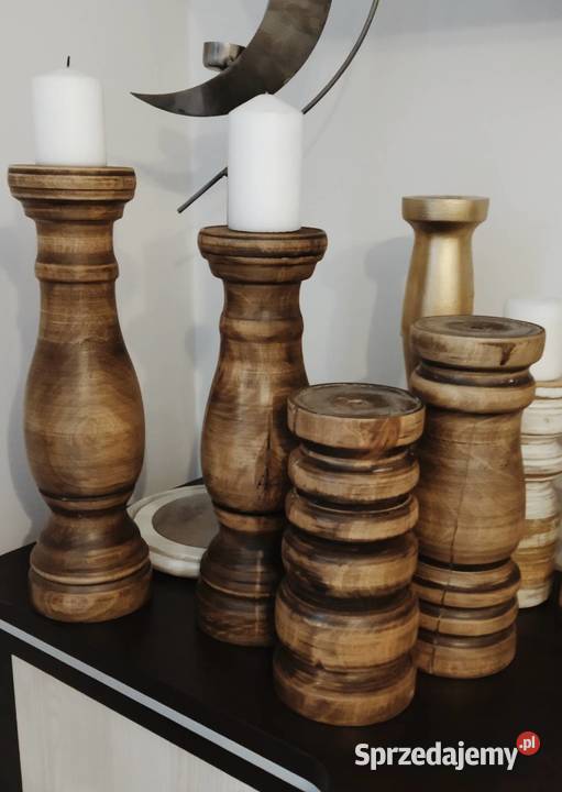 Świeczniki drewniane toczone dekoracje ślubne Dekoracje i ozdoby wielkopolskie Poznań