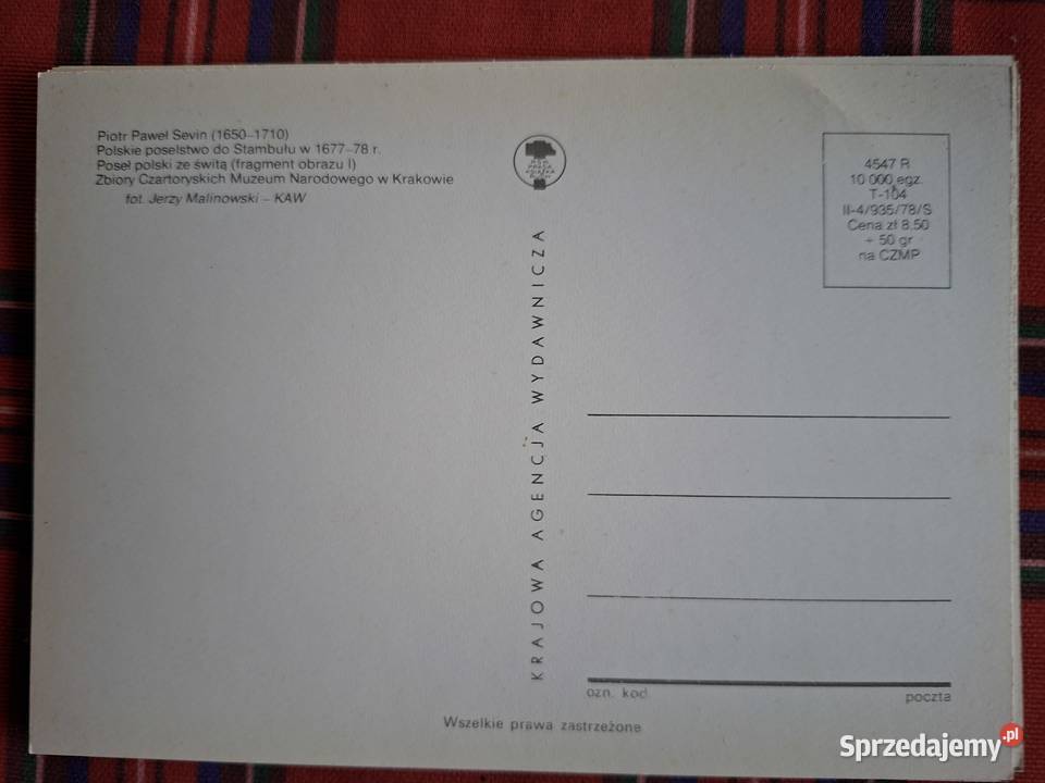 Polskie poselstwo do Stambułu 16771678 pocztówki małopolskie Kraków