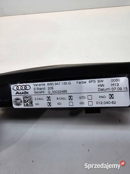 LAMPKA PODSUFITKI AUDI A4 B9 8W0947135G LED 6 Części samochodowe Przystajń