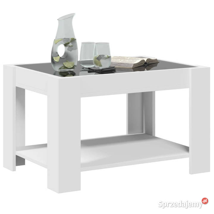 Stolik kawowy z LED biały 73x53x45 materiał Warszawa