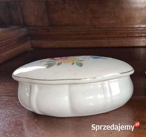 Puzderko Biała porcelana Z kwiatami