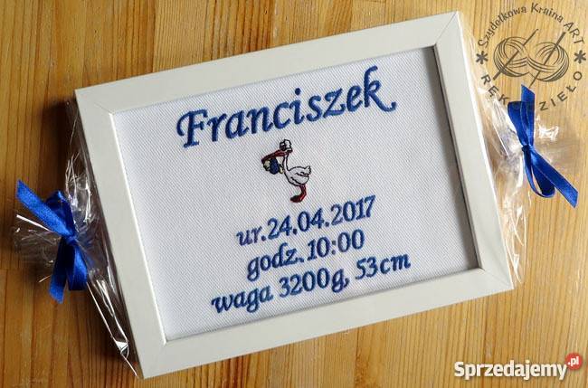 METRYCZKA DZIECKA haft IMIĘ DATA prezent Toruń sprzedam