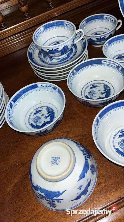 Orientalny niebieskobiały półmisek Made in Chiny pomorskie