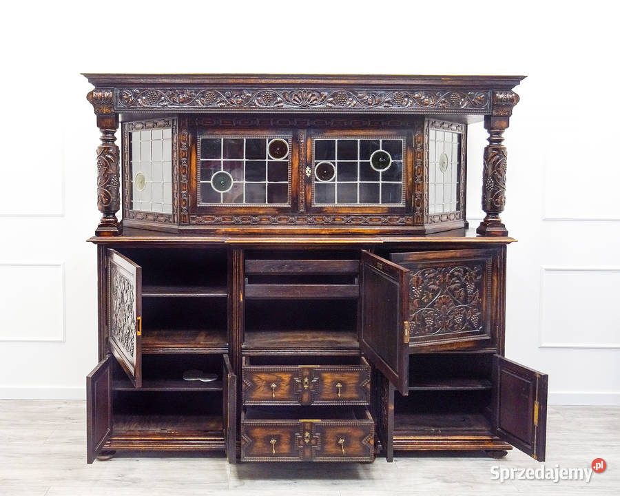 Antyk KOMPLET KREDENS ORZECHOWY BRETOŃSKI Kalisz