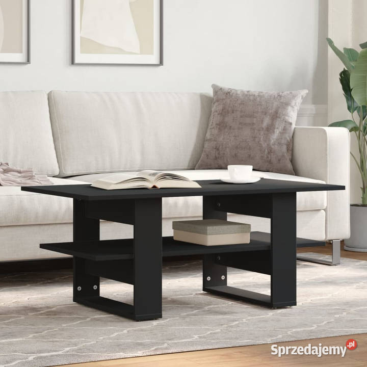 Stolik kawowy czarny 102x55x42 materiał Warszawa
